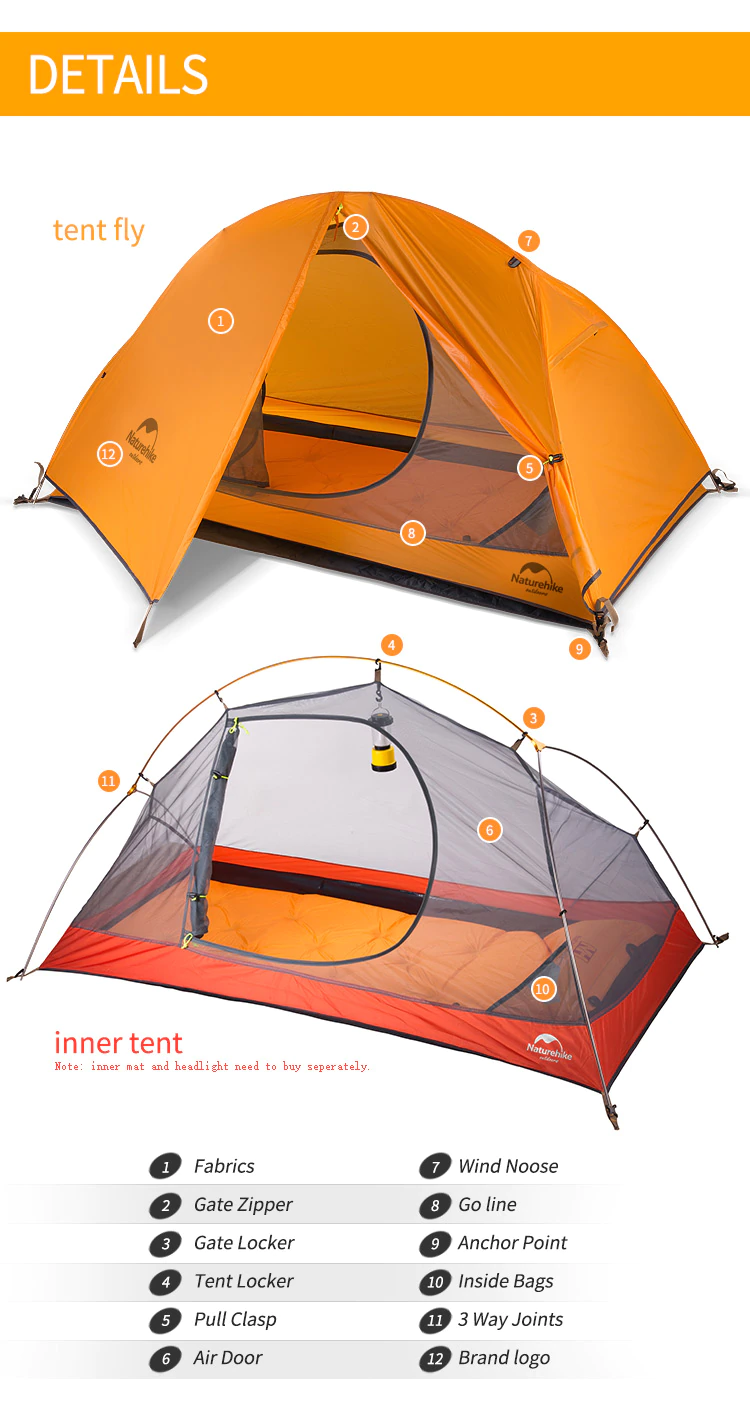 Cheap Goat Tents NatureHike Silicone Portable Ultralight Tent Waterproof 4000+ tents Double Layer Outdoor Camping Travel Tent NH Camping Tents   